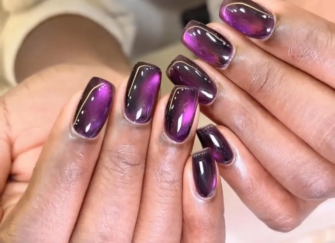 JIA NAIL 紫色貓眼磁吸膠凝膠美甲