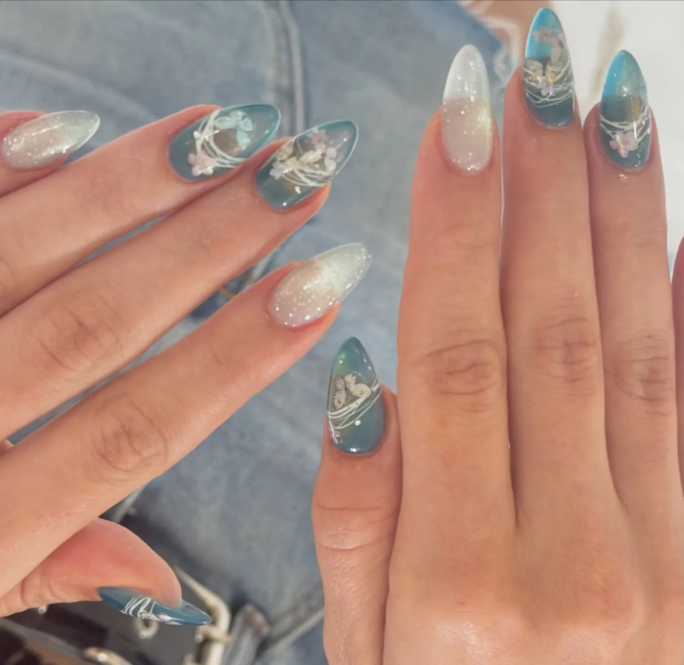 藍色大理石鑽飾美甲 · JIA NAIL 美甲 明洞