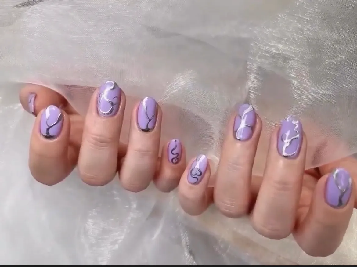 薰衣草大理石紋凝膠美甲 · JIA NAIL 美甲 明洞